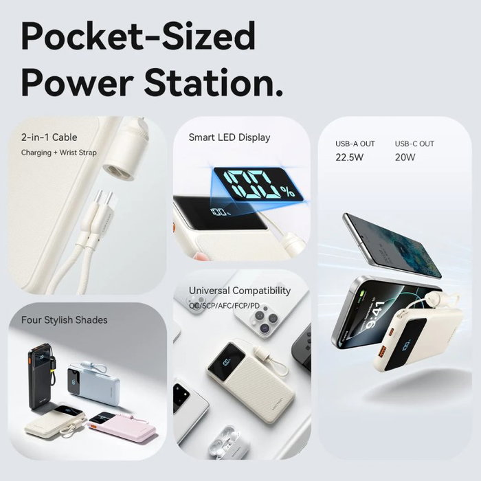 Vention Power Bank 10000mAh 22.5W Negro con Cable USB-C